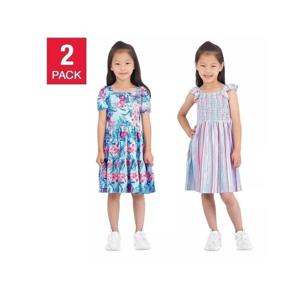 Tommy Bahama Girls 2T Stripe and Floral 2 Pack Summer Dresses New with Tags